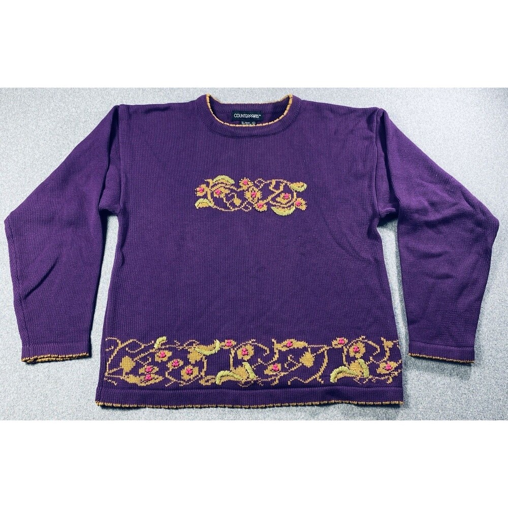 Vintage Counterparts Embellished Sweater Purple Size L